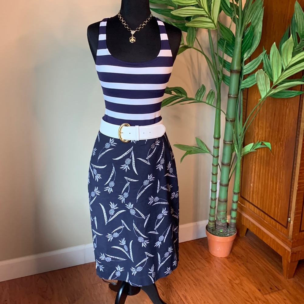 Navy and White Tropical Pineapple Skirt